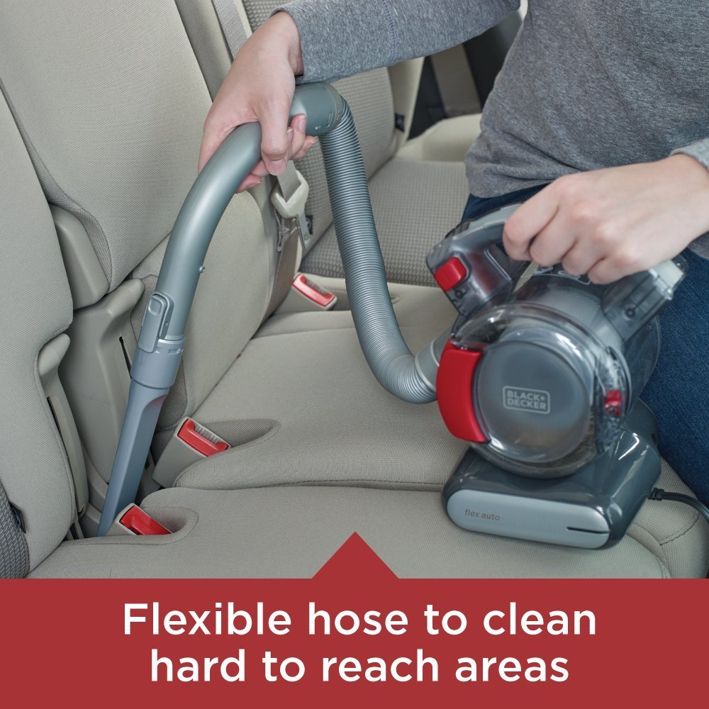 Black and decker with flexible hose used in cleaning the car