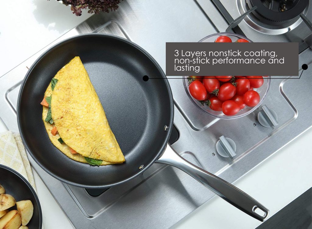 Multi layer base saute stainless steel pan
