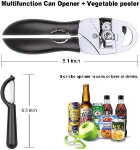 CHLEBEM Can Opener Manual Can Opener Smooth Edge Can Openers Seniors Arthritis Jar Opener Weak Beer Bottle Opener Canning Lids Pampered Chef Commercial 304 Stainless Steel Heavy Duty Safety