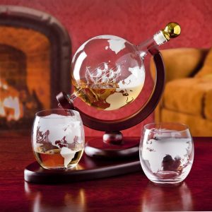 Whiskey decanter globe set for Liquor, scotch, bourbon and vodka